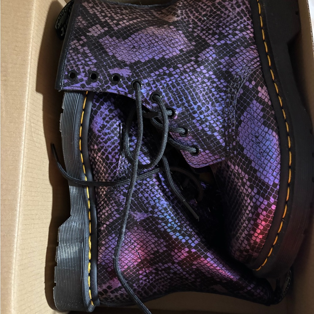 Dr. Marten Purple Snake Print Boots
